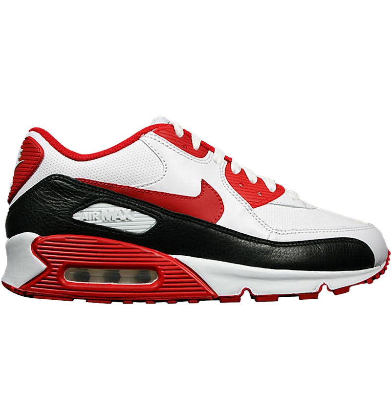 Nike Air Max 90 White Sport Red Black (Women's) 375572-101 US
