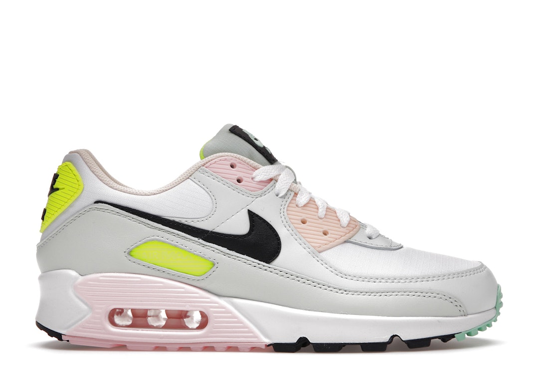Pre-owned Nike Air Max 90 White Volt Green Glow (women's) In White/volt/green Glow