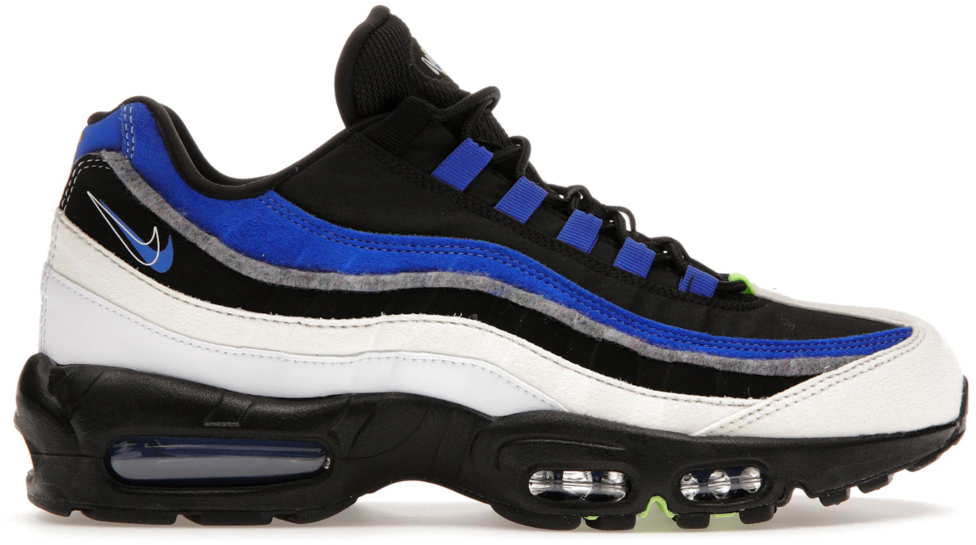 100 - BillrichardsonShops  FN6843 - This Nike Air Max 95 takes on a Black  - Chenille Swoosh Logos Arrive On The Nike Air Max 1 For Kids Leather  'White Game Royal