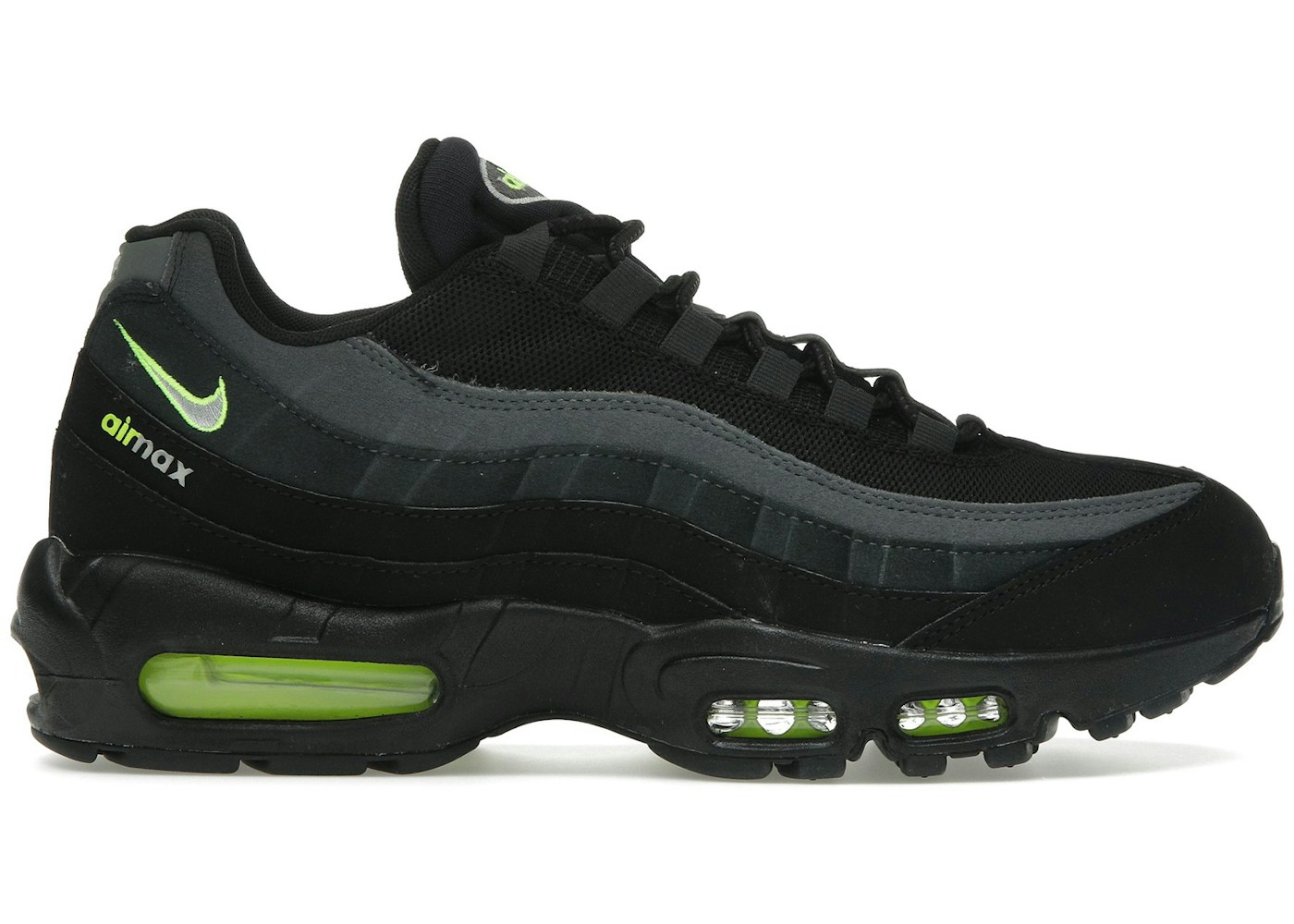 Nike Air Max 95 Retro Logo Black Grey Volt Cv1635 002 Nike Air Max 95 Retro Logo Black Grey Volt Cv1635 002