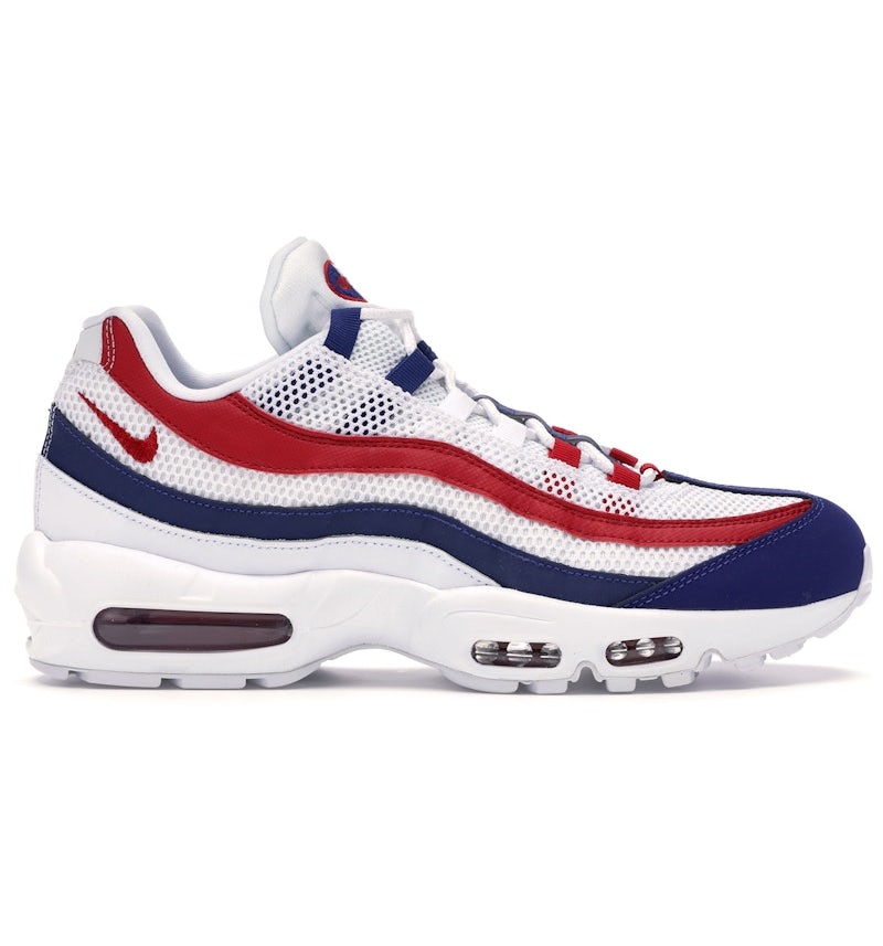 Nike Air Max 95 Blanc Bleu Royal Profond Rouge Gym Homme Style