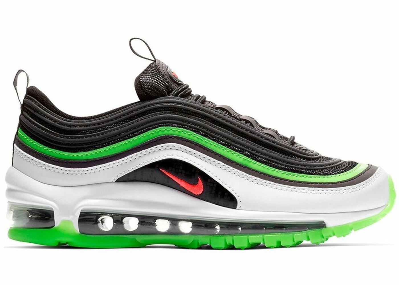 white and lime green air max 97