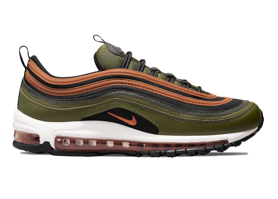 olive green and orange air max 97