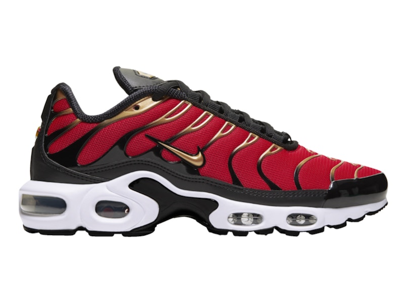 air max plus gold and red