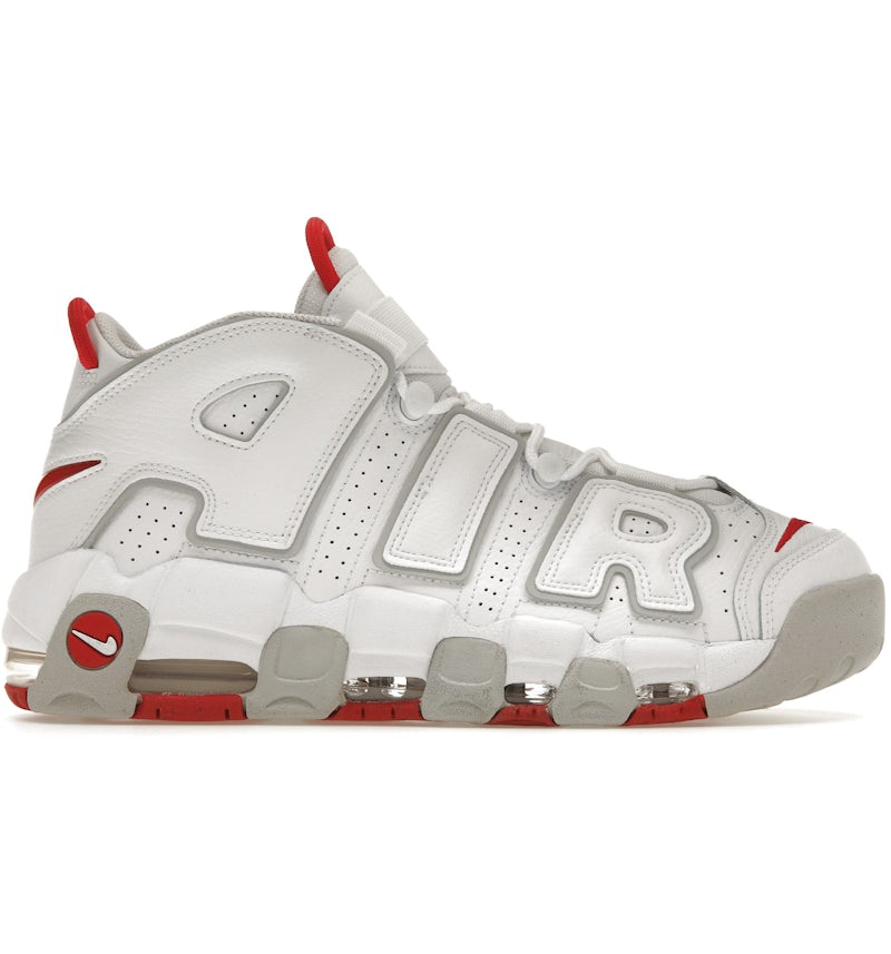 Air Uptempo Shoes Red And White Uptempo Grade School Nike Air More Uptempo 96 White Grey Fog University Red Men's