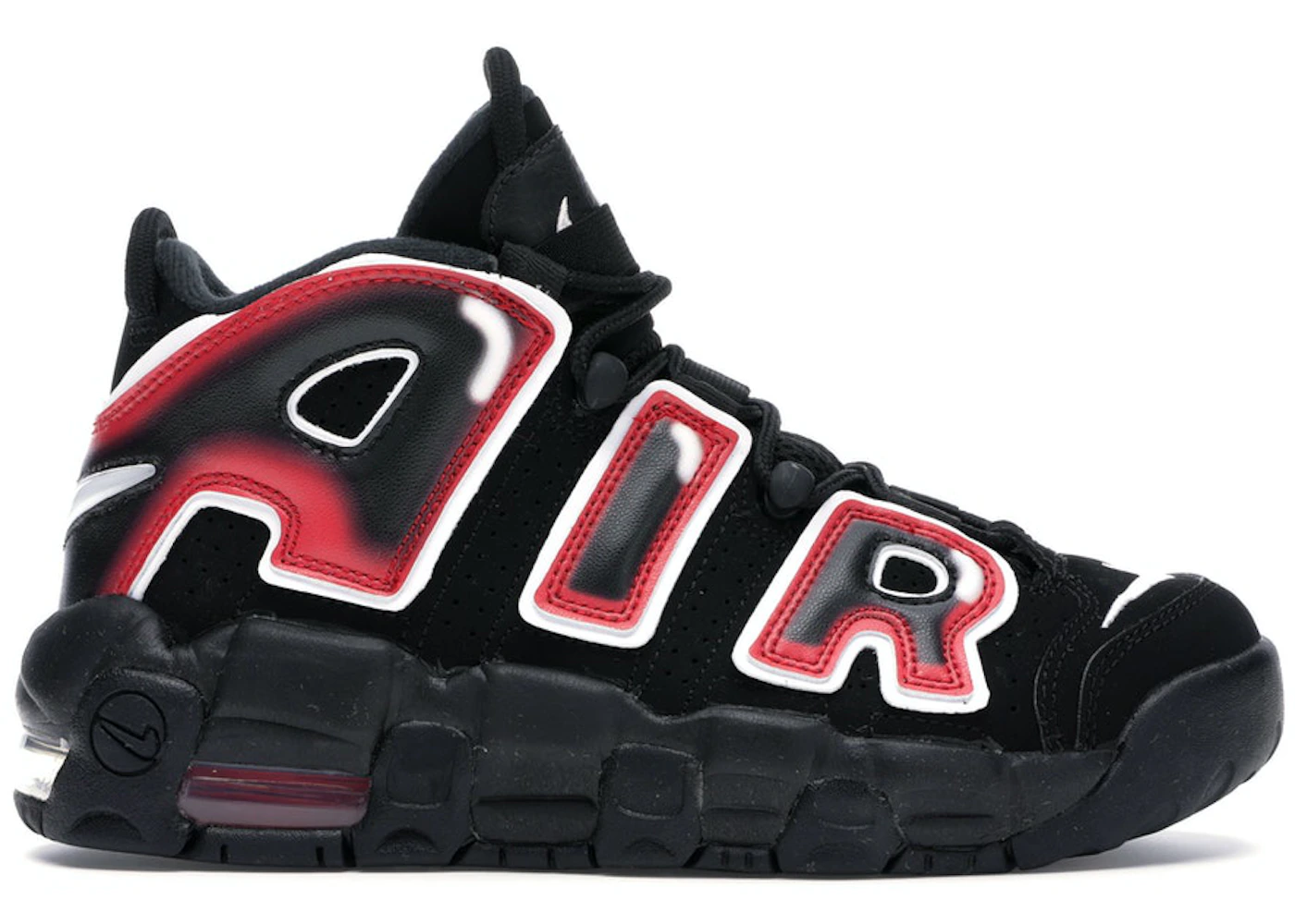 Nike Air More Uptempo Black White Laser Crimson GS 415082 010 US