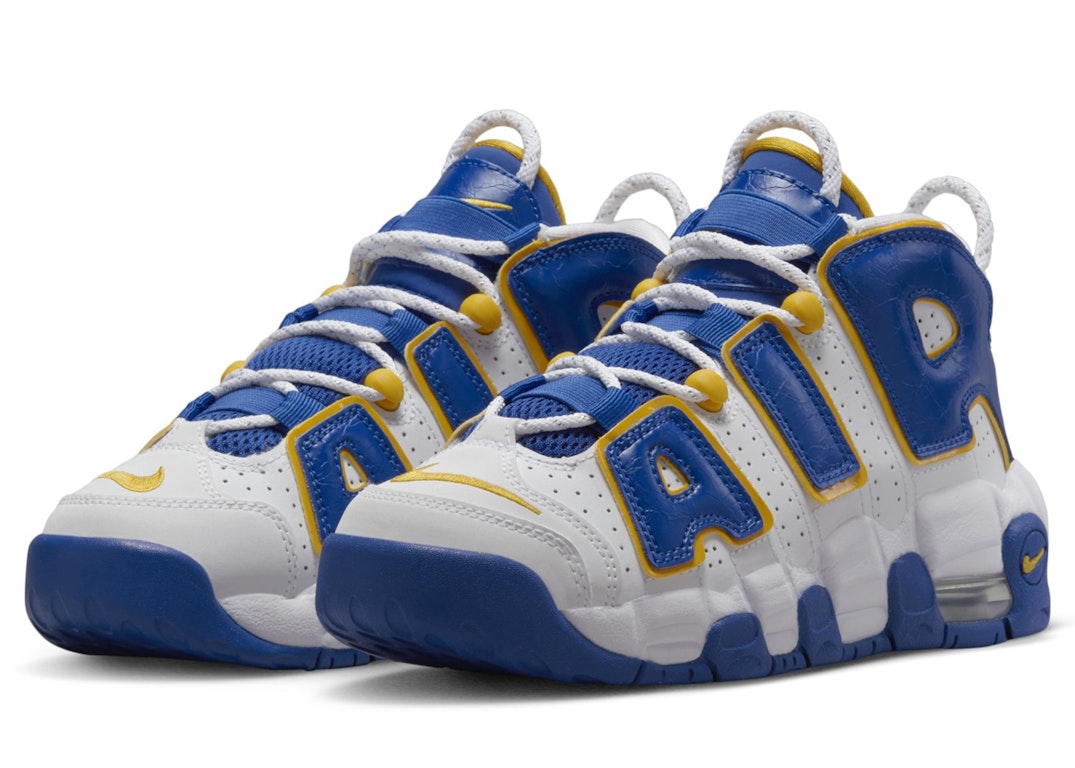 Pre-owned Nike Air More Uptempo Game Royal Yellow Ochre (gs) In White/game Royal-white-yellow Ochre