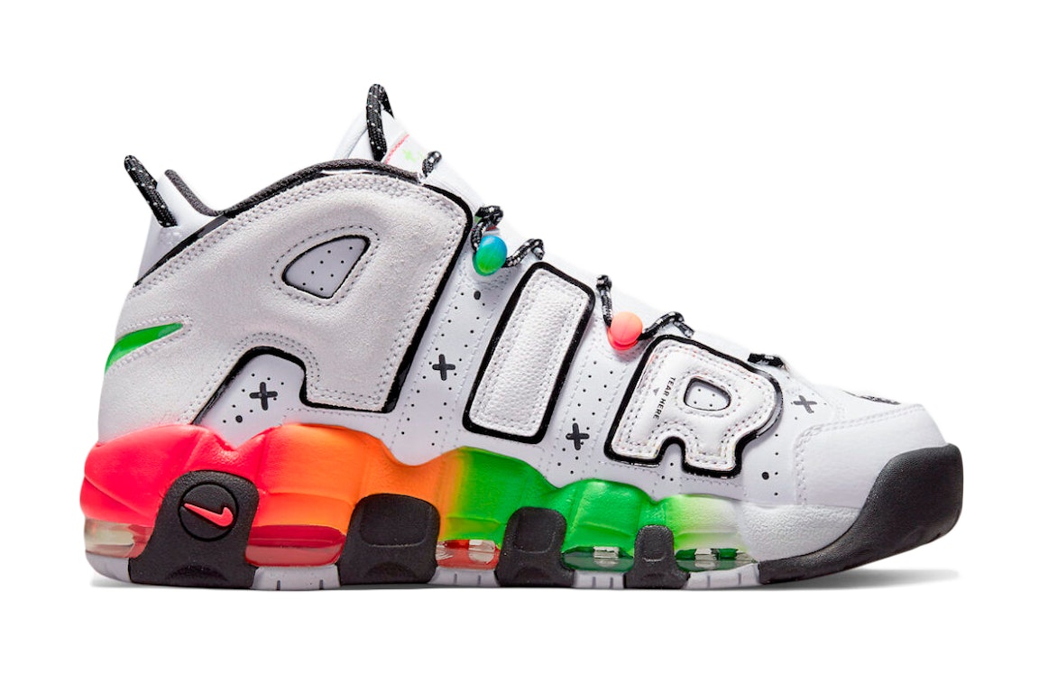 Pre-owned Nike Air More Uptempo Ghost In White/blue/orange-green