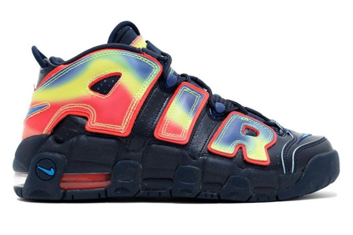 Pre-owned Nike Air More Uptempo Heat Map (gs) In Obsidian/pht Bl-bright Crmsn-vlt