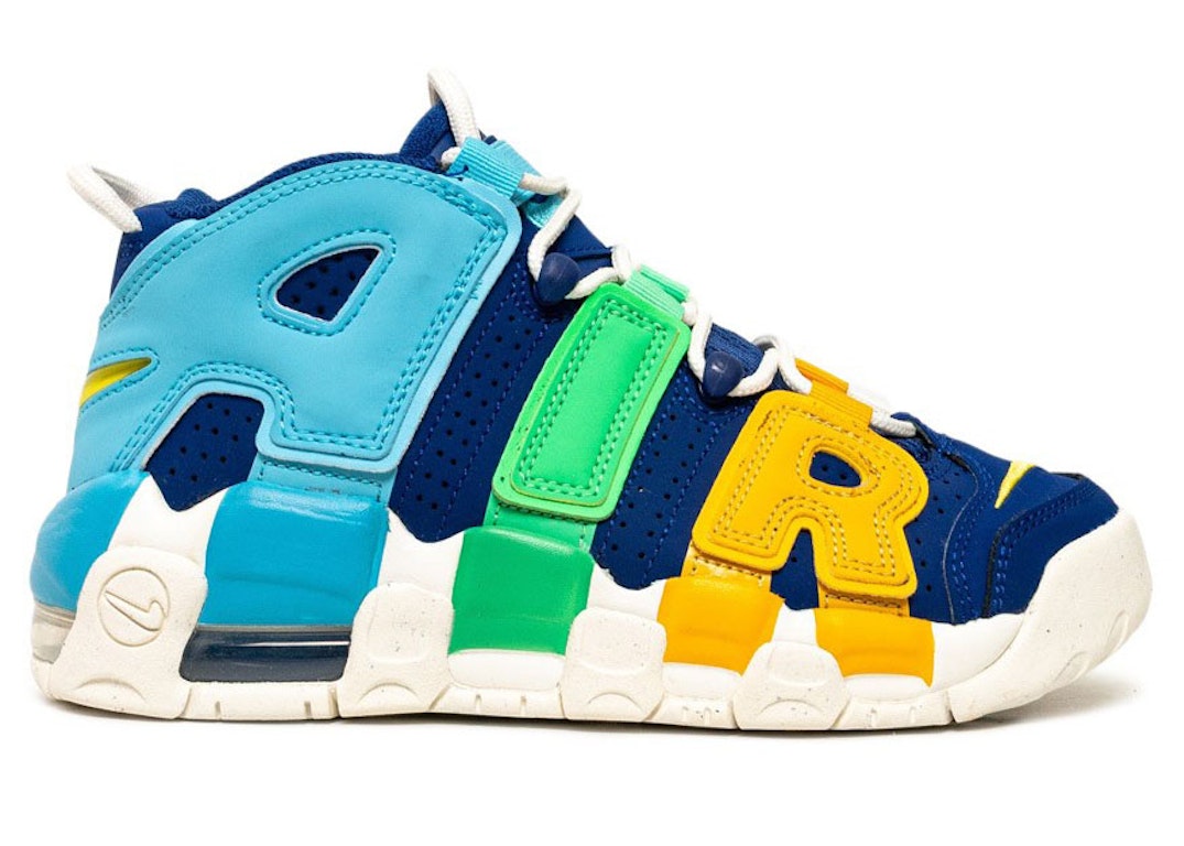 Pre-owned Nike Air More Uptempo Kaleidoscope (gs) In Deep Royal Blue/baltic Blue/electric Algae