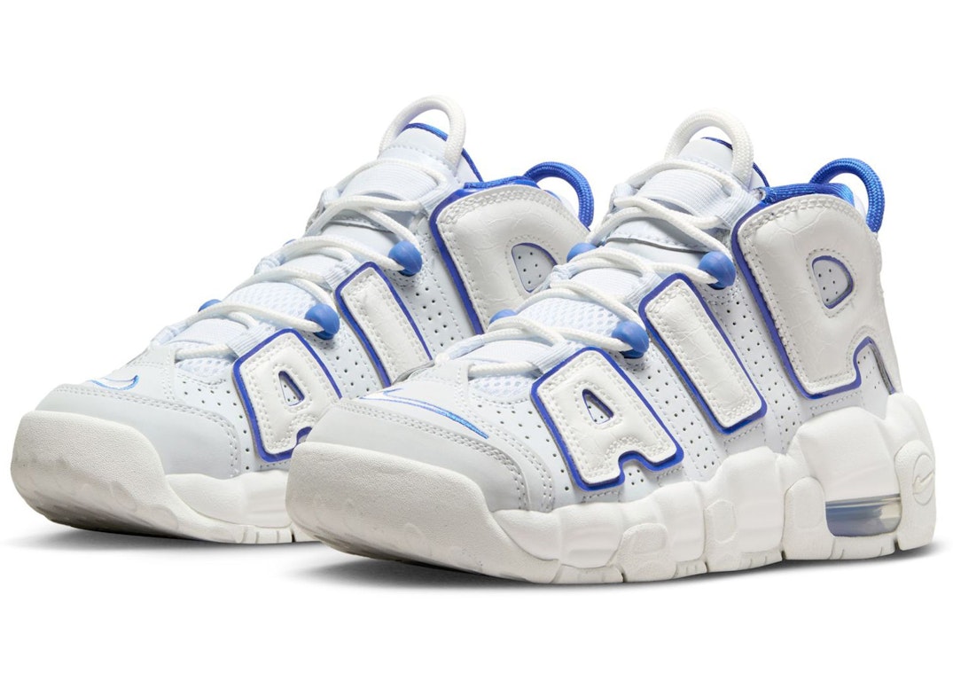 Pre-owned Nike Air More Uptempo Summit White Racer Blue (gs) In Summit White/racer Blue-football Grey