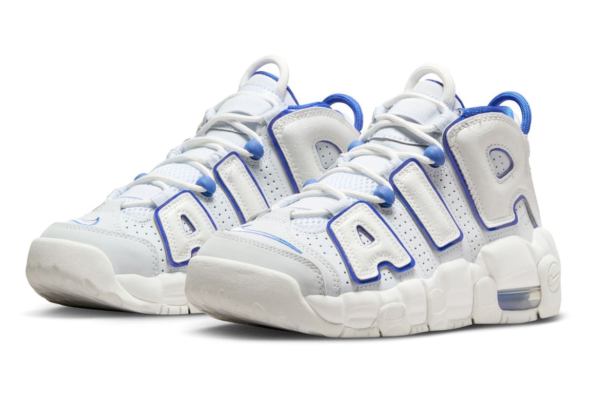 Pre-owned Nike Air More Uptempo Summit White Racer Blue (gs) In Summit White/racer Blue-football Grey