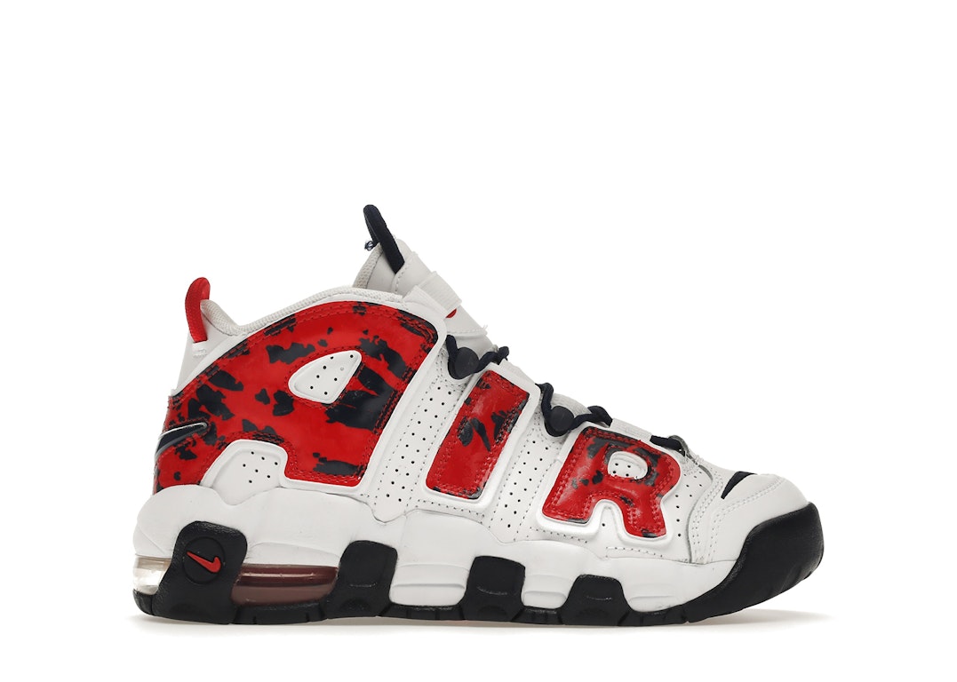 Pre-owned Nike Air More Uptempo White Blue Red Camo (gs) In White/university Red-blue Void