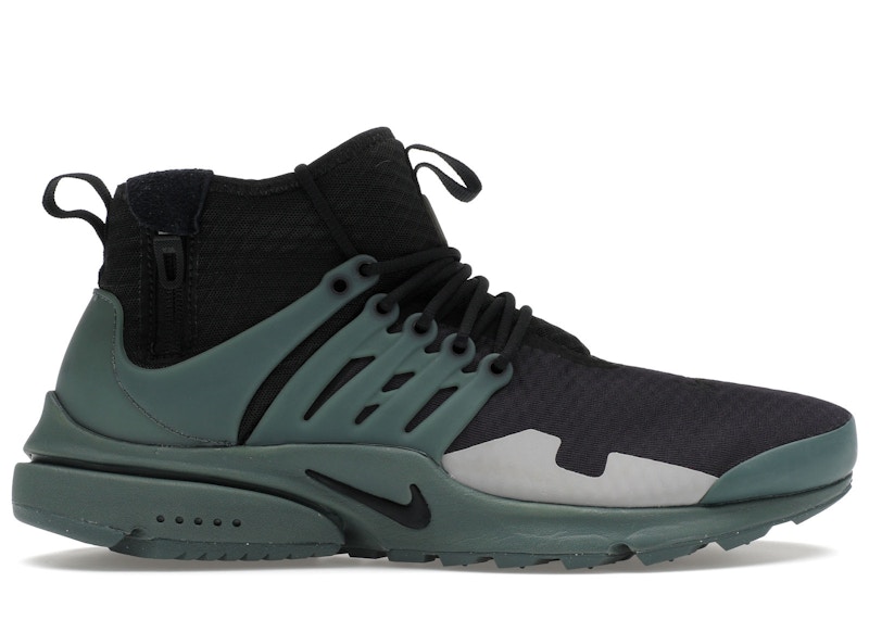 Pre-owned Nike Men's Air Presto Mid Sneakers In Black/vintage Green/flat Silver