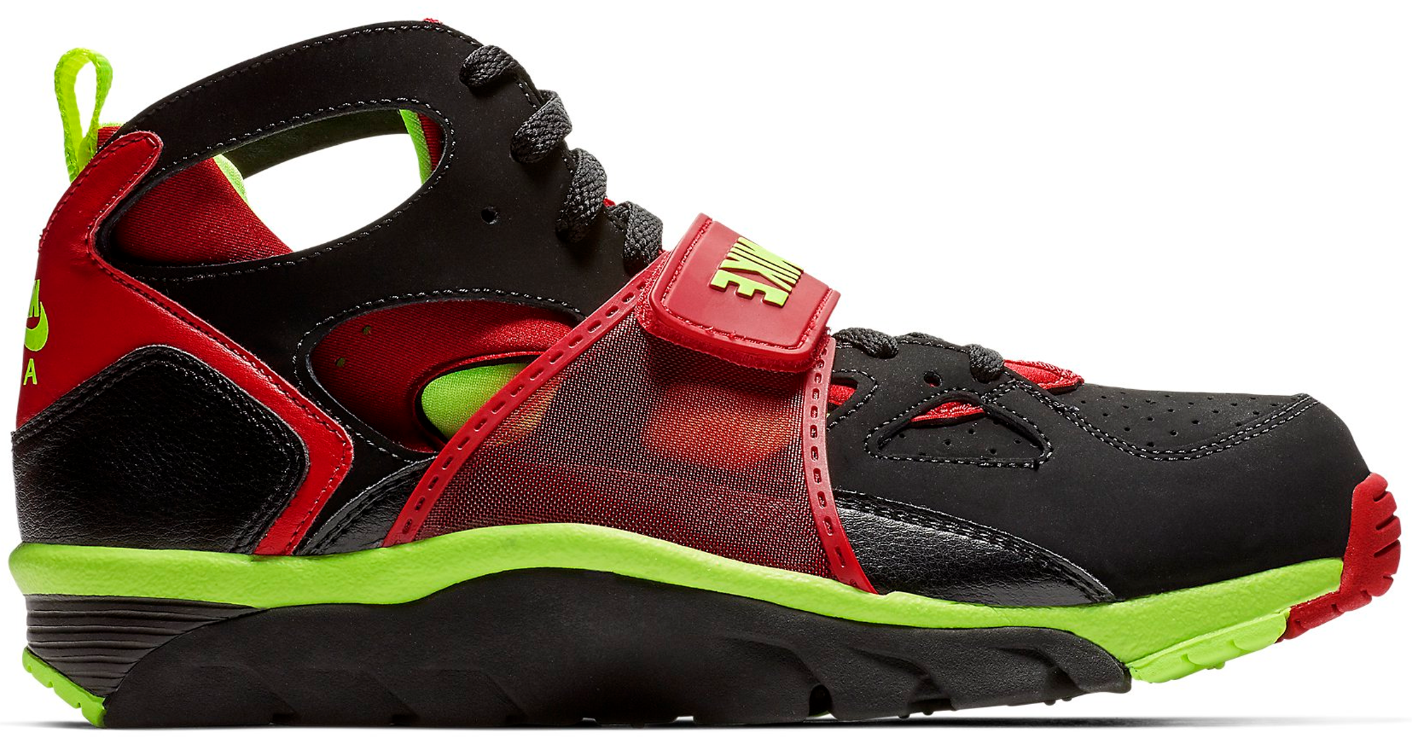 Nike Mens Air Trainer Huarache - Shoes Black/University Red/Volt Size 10.5