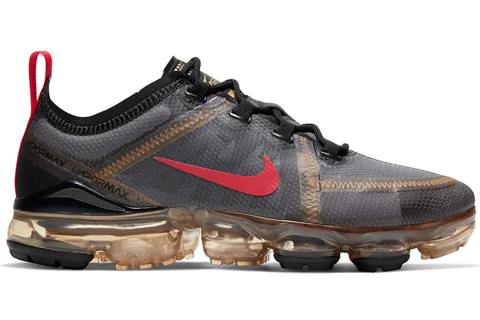 Nike Air VaporMax 2019 Black Gold Red Women s