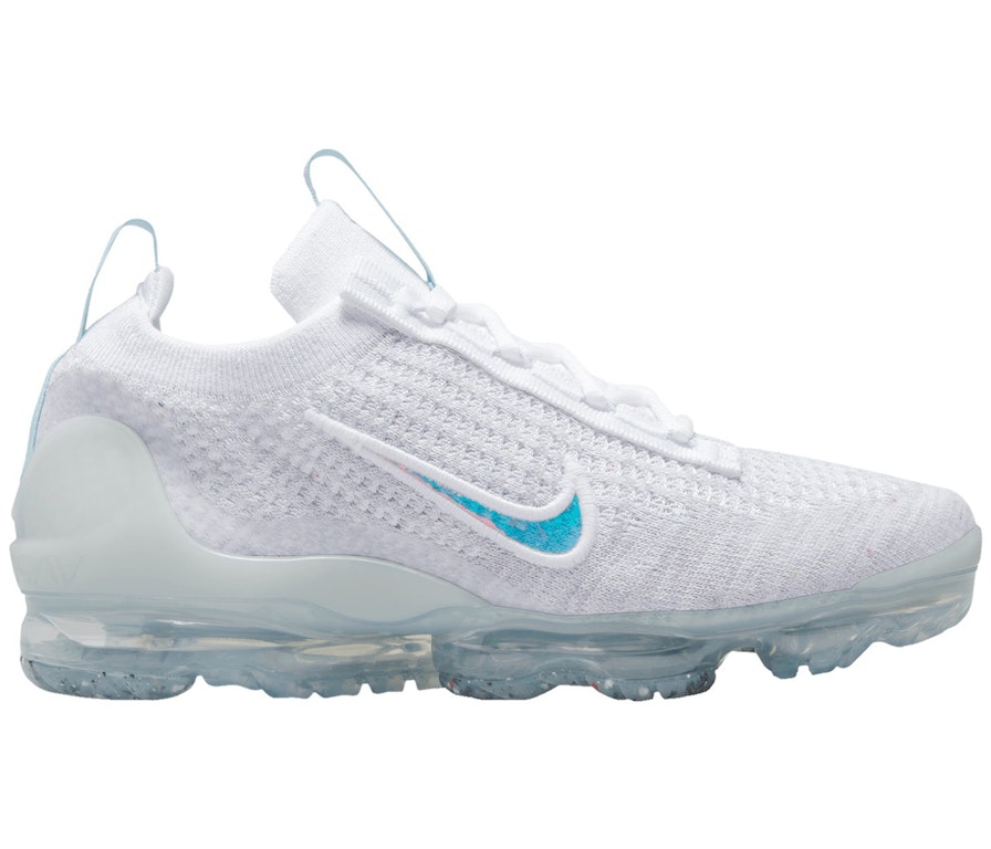Pre-owned Nike Air Vapormax 2021 Fk Mismatched Swoosh White Aura (gs) In White/aura/summit White