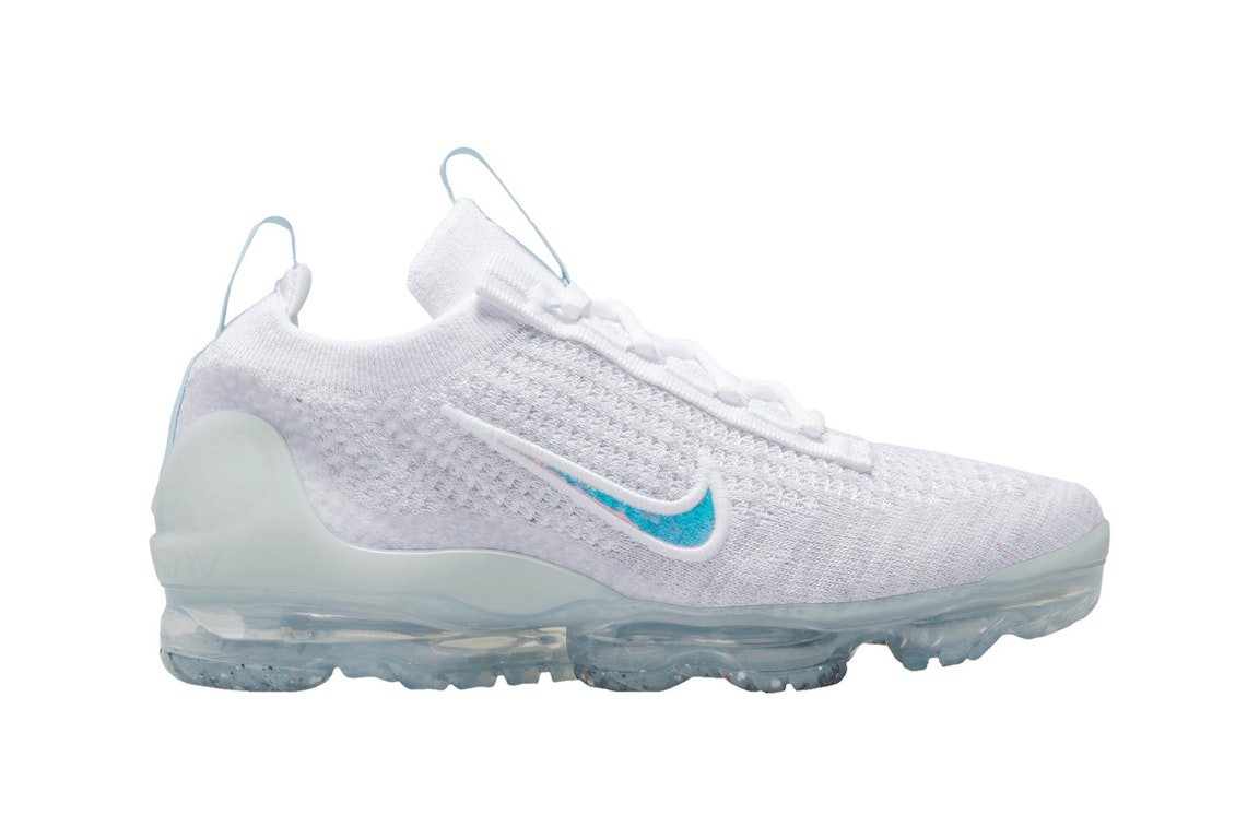 Pre-owned Nike Air Vapormax 2021 Fk Mismatched Swoosh White Aura (gs) In White/aura/summit White