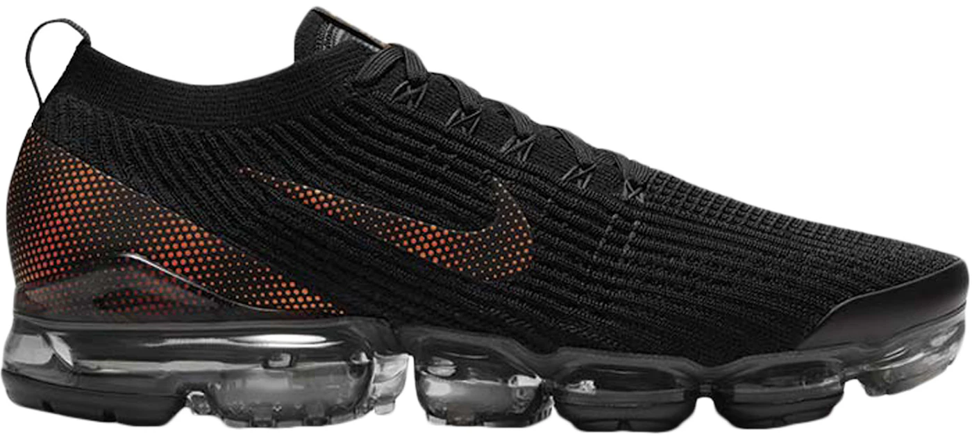Nike Air VaporMax Flyknit 3 Black Total Orange Dark Smoke Grey Men's ...
