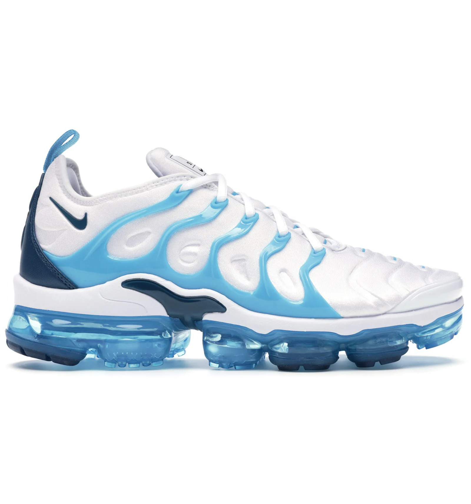 Air vapormax plus top white and blue