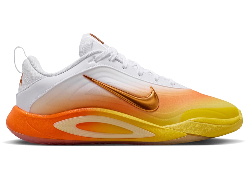 Pre-owned Nike A'ja Wilson A'one Candy Corn Queen Sneakers In White/chrome Yellow/safety Orange