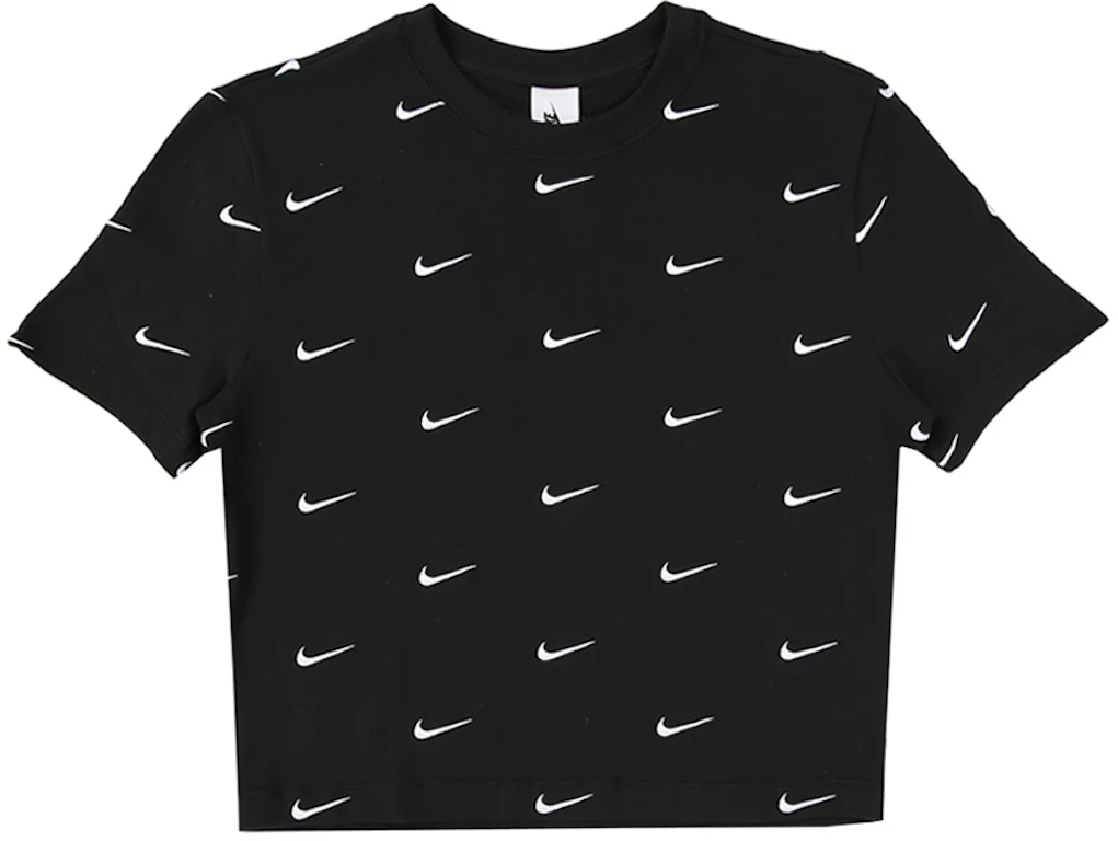 Nike All Over Swoosh Logo Cropped T-Shirt Black - FW19 - DE