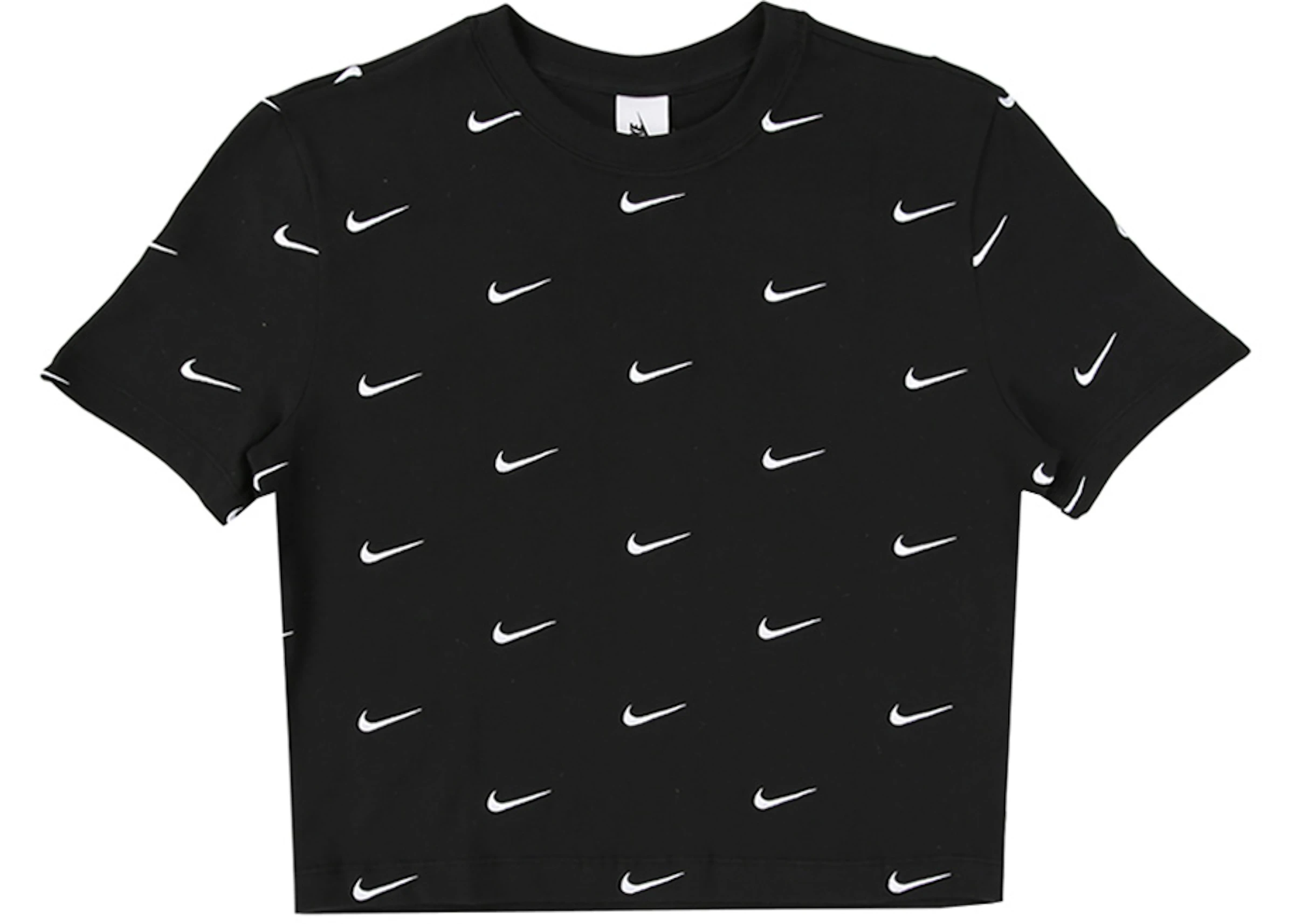 Nike All Over Swoosh Logo Cropped T-Shirt Black - FW19 - GB