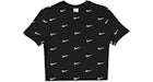 Nike All Over Swoosh Logo Cropped T-Shirt Black