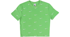 Nike All Over Swoosh Logo Cropped T-Shirt Green Nebula