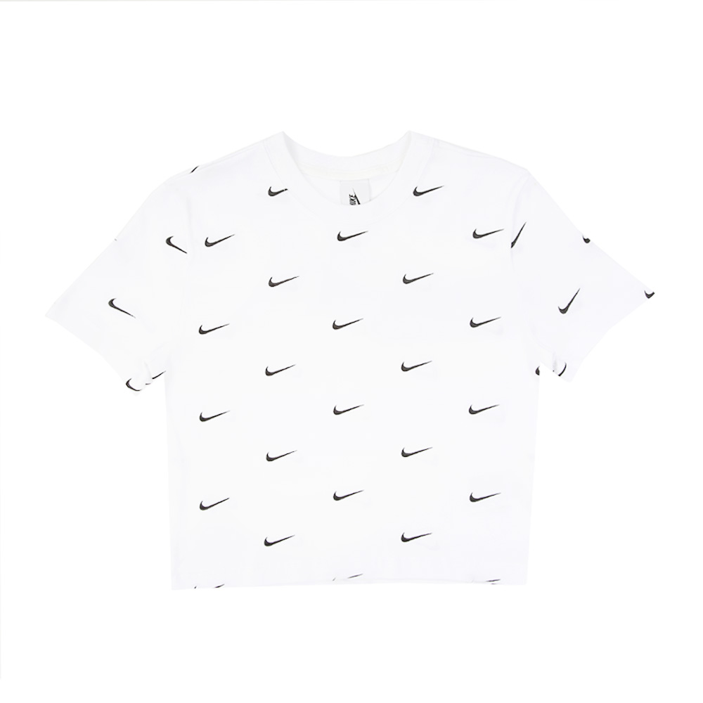 Nike All Over Swoosh Logo Cropped T-Shirt White