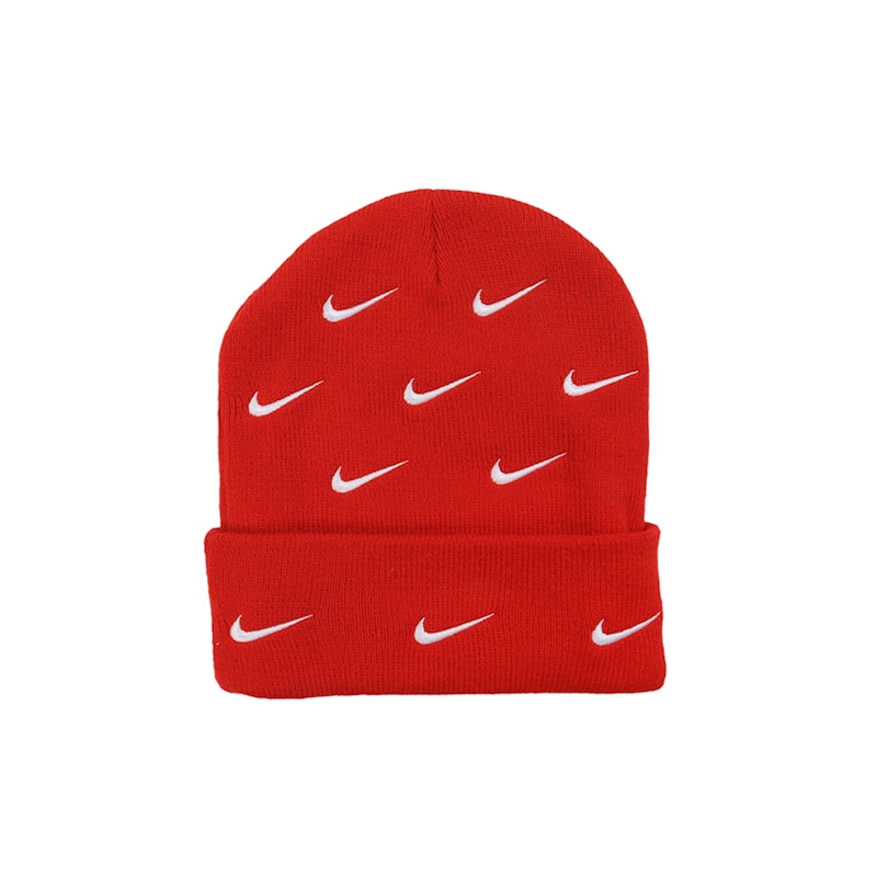 Nike All Over Swoosh Logo Cuffed Beanie Red - FW19 - JP