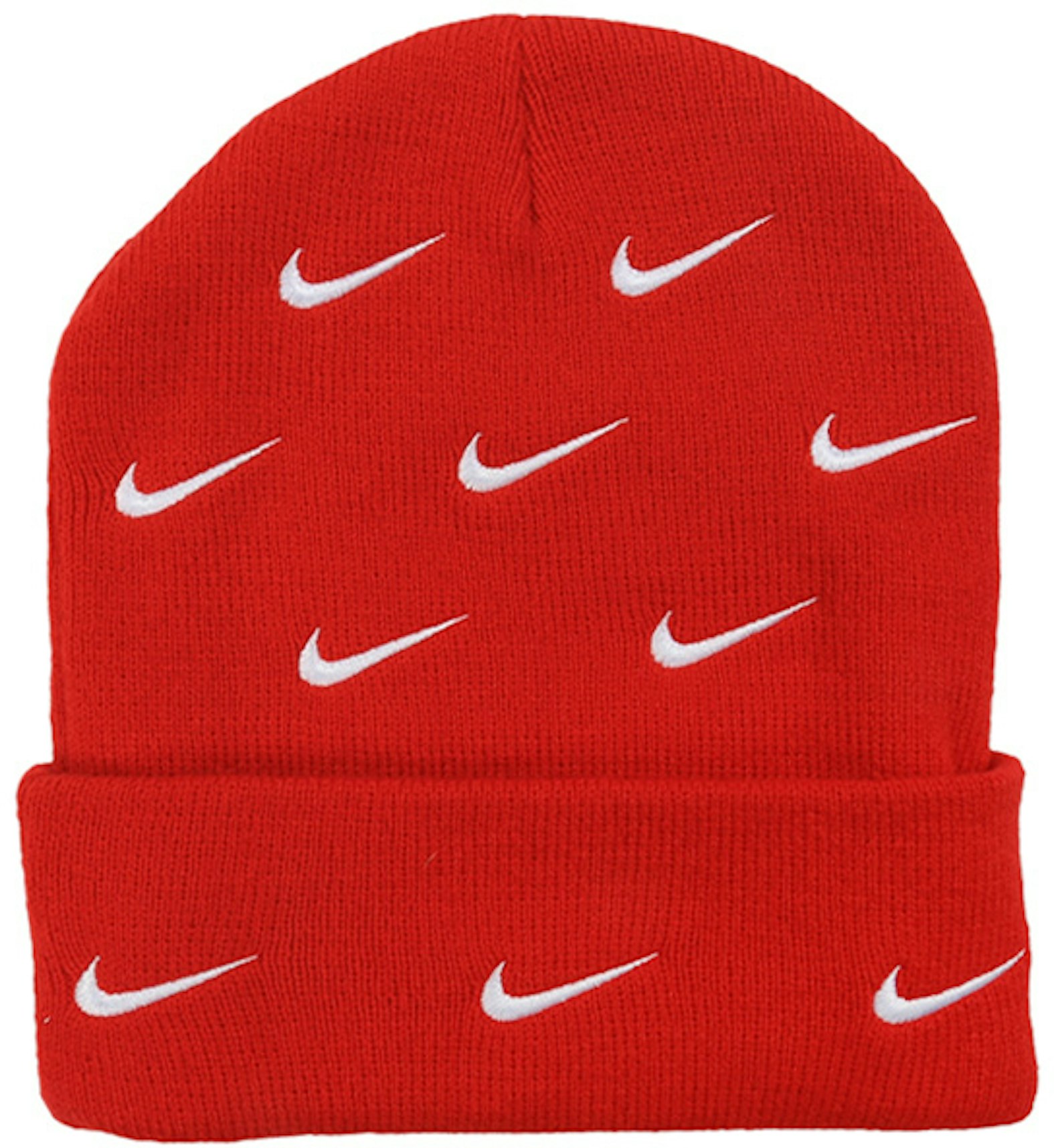 Geslaagd Dijk Of Nike All Over Swoosh Logo Cuffed Beanie Red - FW19 - US