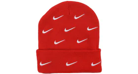 Nike All Over Swoosh Logo Cuffed Beanie Red