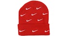 Nike All Over Swoosh Logo Cuffed Beanie Red