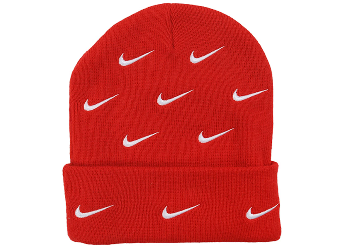 Nike All Over Swoosh Logo Cuffed Beanie Red FW19 US