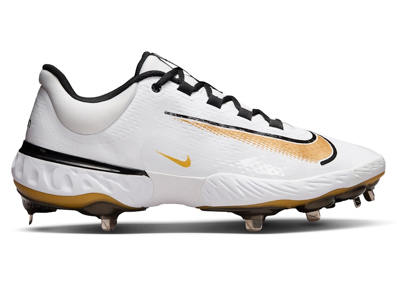 Nike Alpha Huarache Elite 4 Low White Black Metallic Gold - FD2745-119