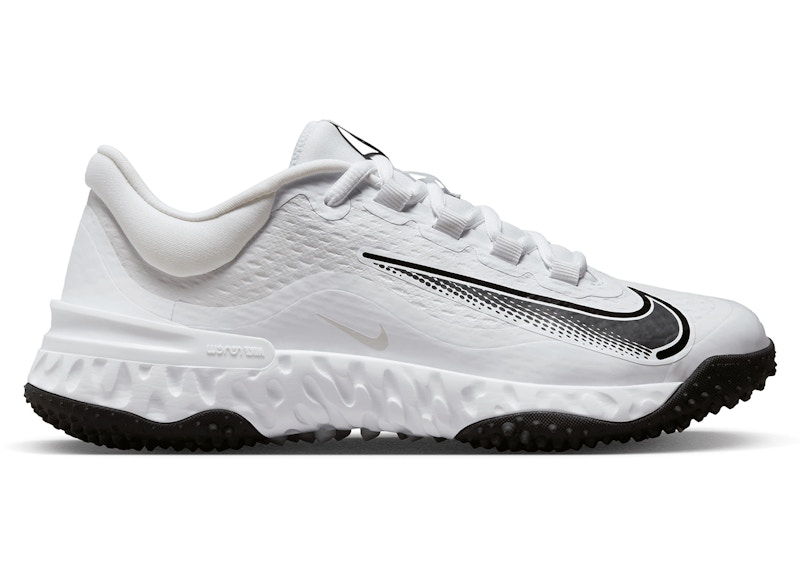 Pre-owned Nike Alpha Huarache Elite 4 Turf Pure Platinum (women's) Sneakers In White/hyper Royal/deep Royal In Multi