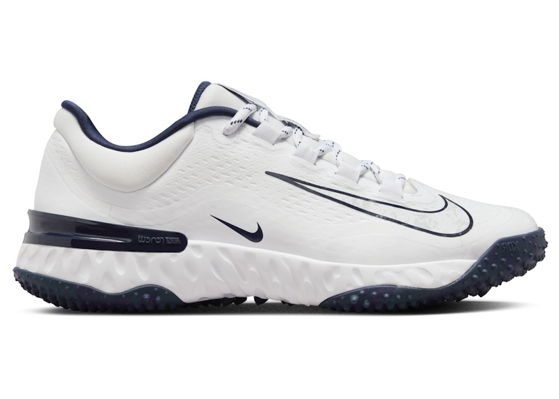 Pre-owned Nike Alpha Huarache Elite 4 Turf Pure Platinum (women's) Sneakers In White/midnight Navy Blue