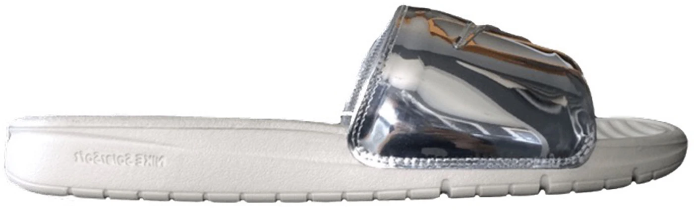 Cañón Residuos grado Nike Benassi Solarsoft Slide Liquid Silver Men's - 696116-002 - US