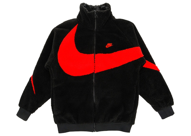 Nike Big Swoosh Reversible Boa Jacket (Asia Sizing) Black Chili ...