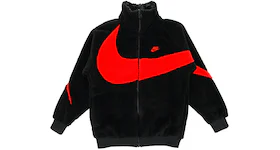 Nike Big Swoosh 雙面 Boa 夾克（亞洲尺碼）黑色辣椒紅配色