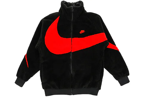 Nike Big Swoosh Reversible Boa Jacket (Asia Sizing) Black Chili Red Men ...