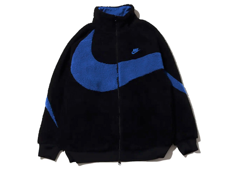 Nike Big Swoosh Reversible Boa Jacket (Asia Sizing) Black Game Royale Men's  - FW22 - US