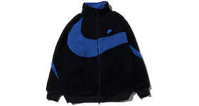 Wendbare Boa-Jacke Nike großer Swoosh (asiatische Größe) schwarz königsblau