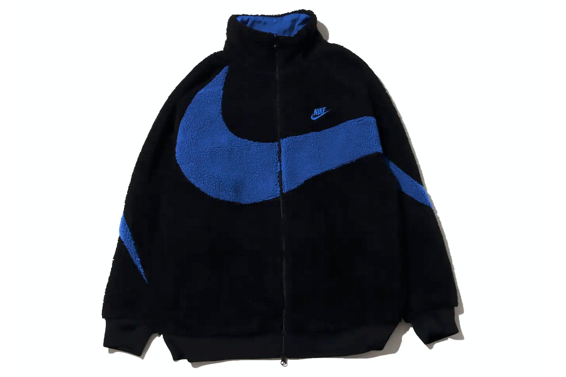 Pre-owned Nike Big Swoosh Reversible Boa Jacket (asia Sizing) Black Game Royale