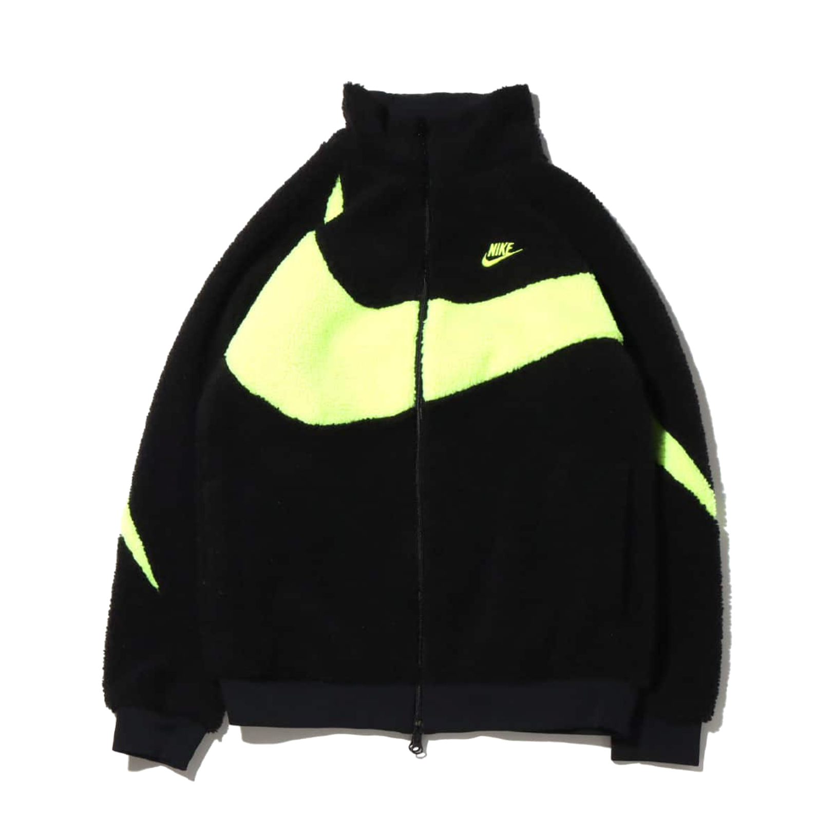 Nike Big Swoosh Reversible Boa Jacket (Asia Sizing) Black Neon ...