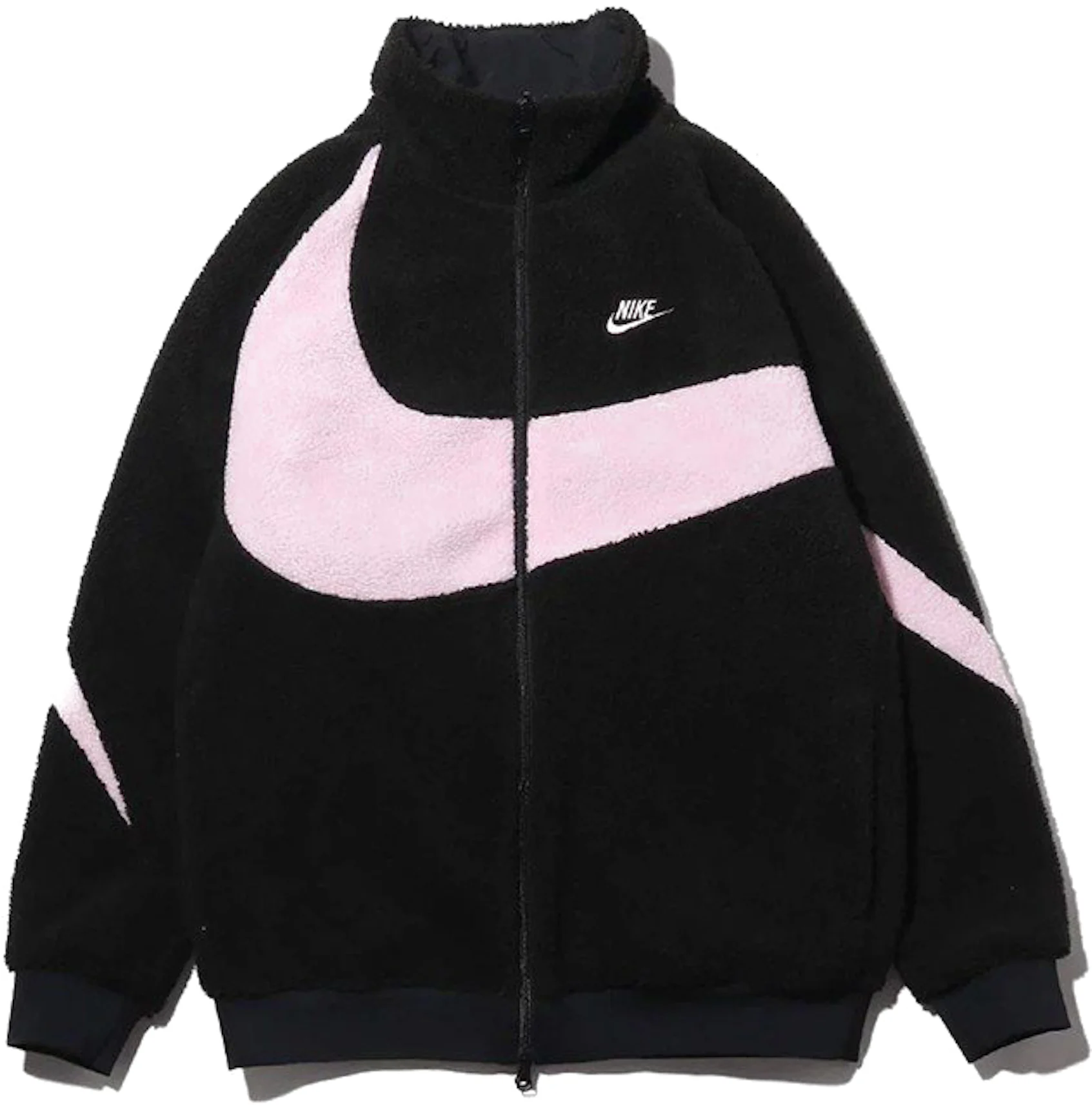 Nike Women's Big Swoosh Reversible Boa Jacket (Asia Sizing) Black Prism Pink