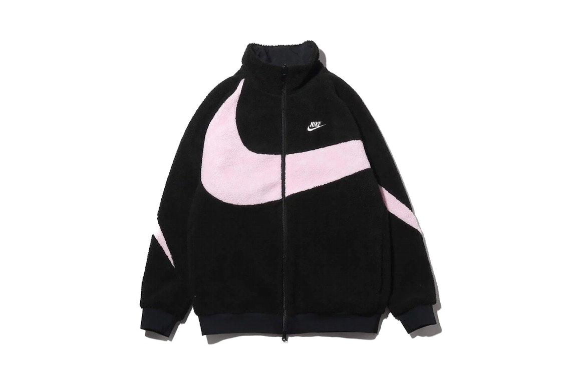 Pre-owned Nike Women's Big Swoosh Reversible Boa Jacket (asia Sizing) Black Prism Pink