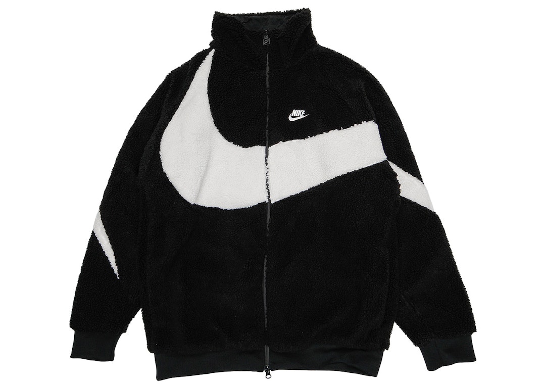 Pre-owned Nike Big Swoosh Reversible Boa Jacket (asia Sizing) Black White