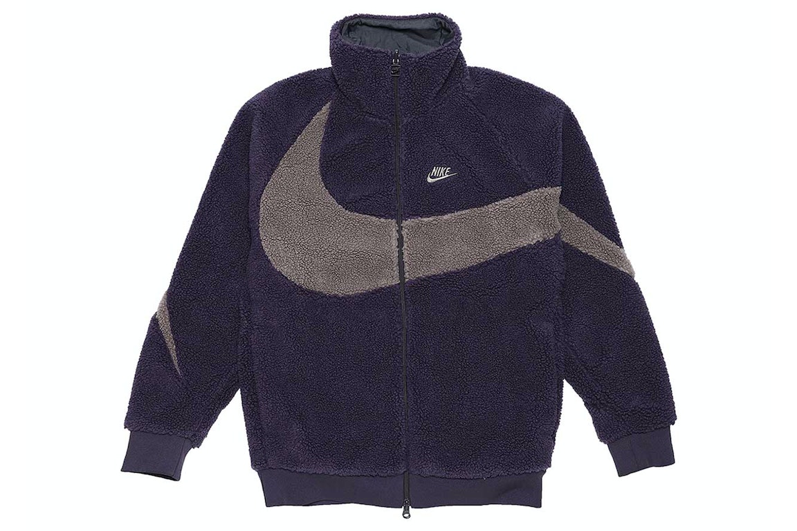 Pre-owned Nike Big Swoosh Reversible Boa Jacket (asia Sizing) Cave Purple
